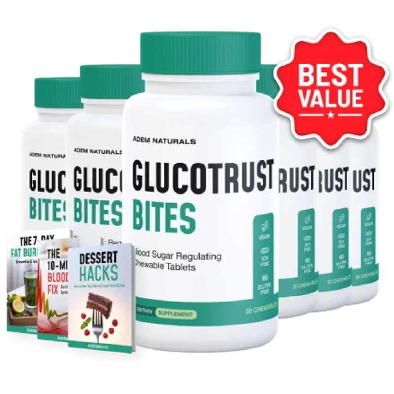 GlucoTrust Bites Blood Sugar Relief Supplement — 6 Bottle / 180 Day Pack